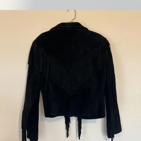 Wilsons Women's Suede Black Fringe Jacket - Picture 5 of 7